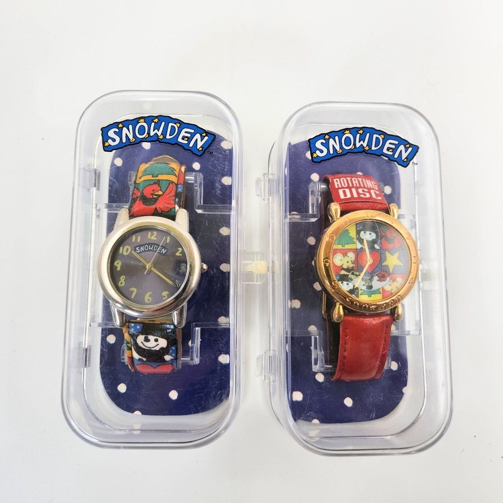 Vintage‎ Snowden Watches Lot of 2 Unisex Adjustable Strap Analog Dial Christmas